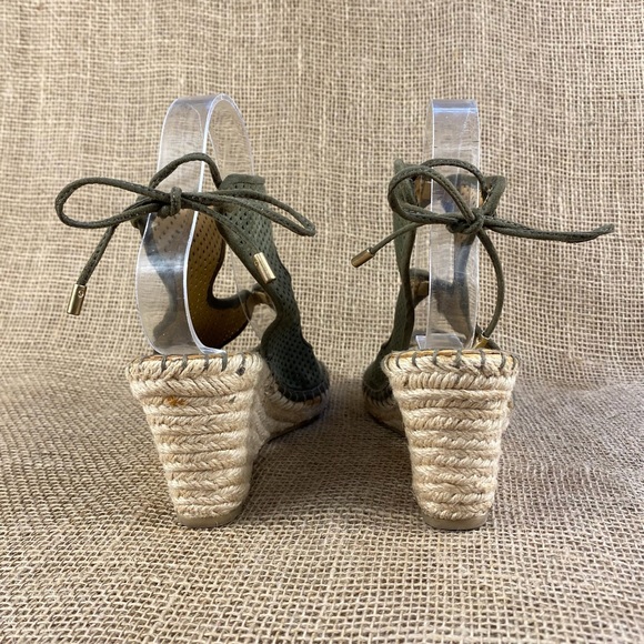 🛑SOLD🛑Espadrilles Franco Sarto sandals wedges olive ankle strap women’s sz 8 M - Picture 9 of 10